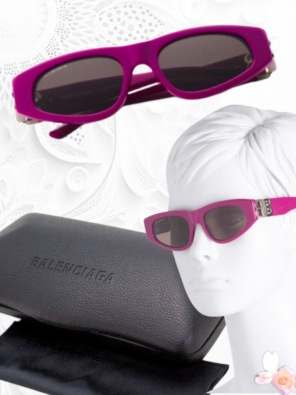 Gorgeous Balenciaga Fuchsia Cat Eye BB Logo Designer Sunglasses BB0095S Nwt